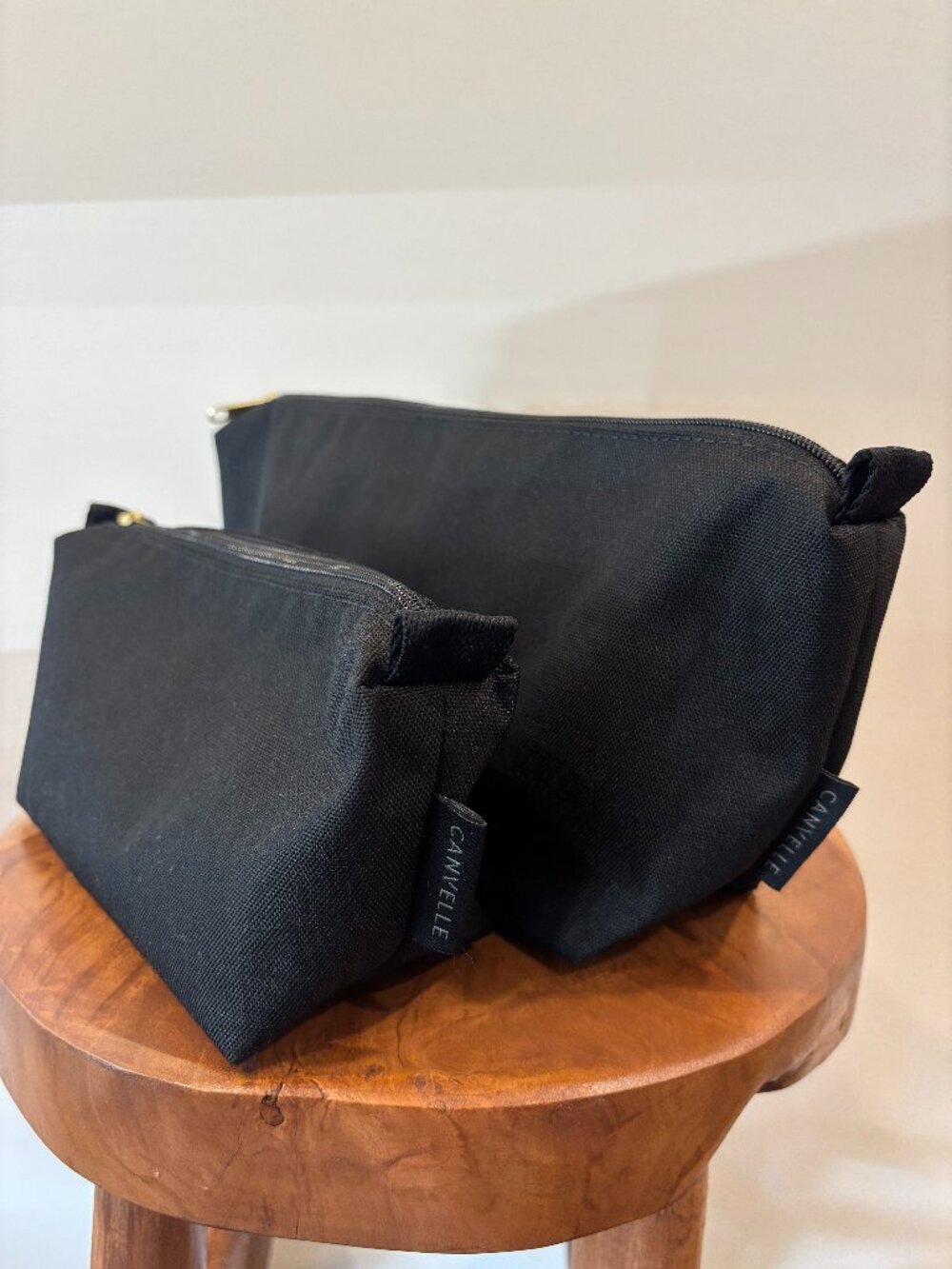 Canvelle Medium & Small Toiletry Pouch Ser - Black
